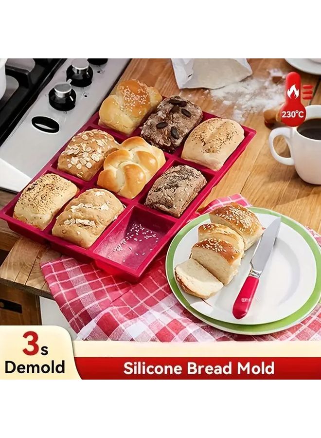 Red Silicone Baking Pan 9 Cavities Non Stick Oven Microwave Safe Easy Release - Image 1